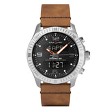 Alfajr WH-24 Dynamic 360 Leather Azan Wrist Watch - Silver Dial