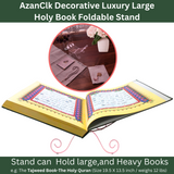 AzanClk Decorative Luxury Foldable Lightweight Metal Stand Rehal for Large Textbooks. Elegant Support for Bible, Quran, Geeta, and other Holy Books or Magazines (Pink)