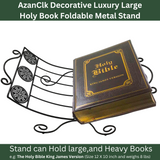 AzanClk Decorative Luxury Foldable Lightweight Metal Stand Rehal for Large Textbooks. Elegant Support for Bible, Quran, Geeta, and other Holy Books or Magazines (Black)