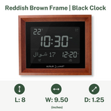 Alfajr CF-19 Azan Clock (Black) with Detachable Solid Wood Frame (Reddish Brown)