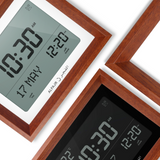 Alfajr CF-19 Azan Clock (White) with Detachable Solid Wood Frame (Reddish Brown)