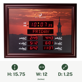 AL-FAJIA Automatic Worldwide Large Digital 8 Azan Sounds Wall Clock LR40-A (Red)