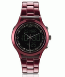 Alfajr WB-20 Analog-Digital Watch Red Steel Strap