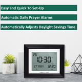 Alfajr CF-19 Azan Clock (White) with Detachable Solid Wood Frame (Black)