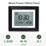 Alfajr CF-19 Azan Clock (White) with Detachable Solid Wood Frame (Black)