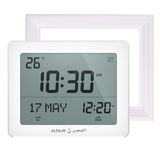 Alfajr CF-19 Azan Clock (White) with Detachable Solid Wood Frame (White)