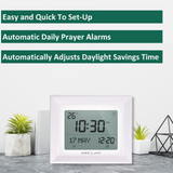 Alfajr CF-19 Azan Clock (White) with Detachable Solid Wood Frame (White)