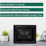 Alfajr CF-19 Azan Clock (Black) with Detachable Solid Wood Frame (Black)