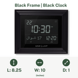 Alfajr CF-19 Azan Clock (Black) with Detachable Solid Wood Frame (Black)