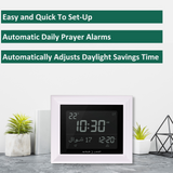 Alfajr CF-19 Azan Clock (Black) with Detachable Solid Wood Frame (White)