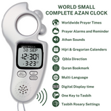 AL-FAJIA Digital Portable Tasbih Counter Azan Clock Reminder Islamic Auto Prayer Time (Silver)