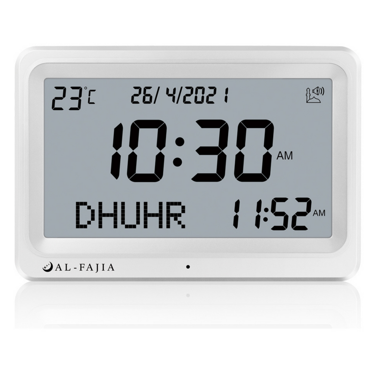 AL-FAJIA Automatic Worldwide Digital 8 Azan Sounds Wall and Desk Clock FAJ-113 (White)