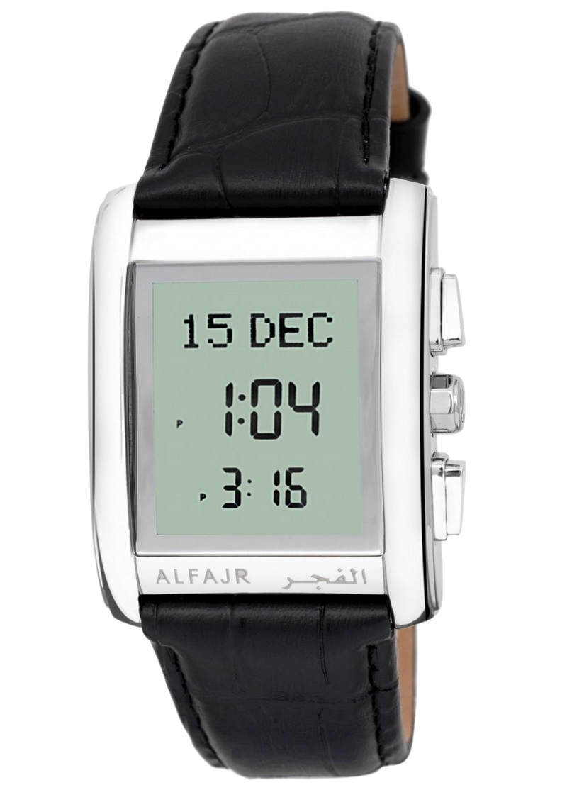 Alfajr WS-06L Stainless Steel and Genuine Leather Azan Prayer Watch