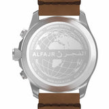 Alfajr WH-24 Dynamic 360 Leather Azan Wrist Watch - Silver Dial