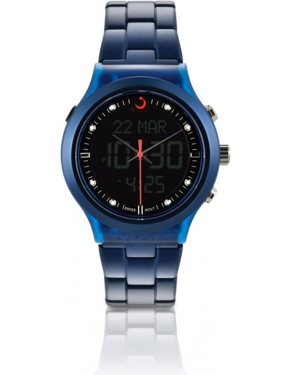 Alfajr WB-20 Analog-Digital Watch Blue Steel Strap