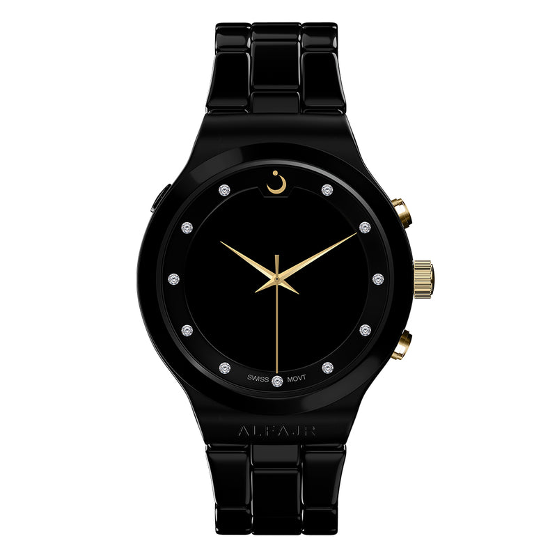 Alfajr Elegant Limited Edition WB-20 Azan Wrist Watch (Black & Gold)